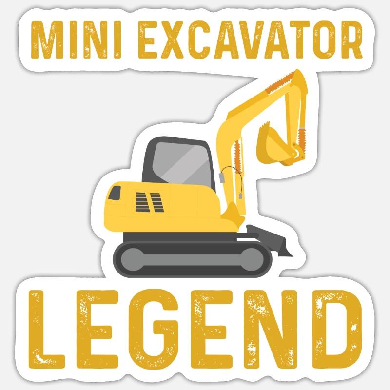 excavator legend - Sticker size S (10 x 10 cm) - white matte