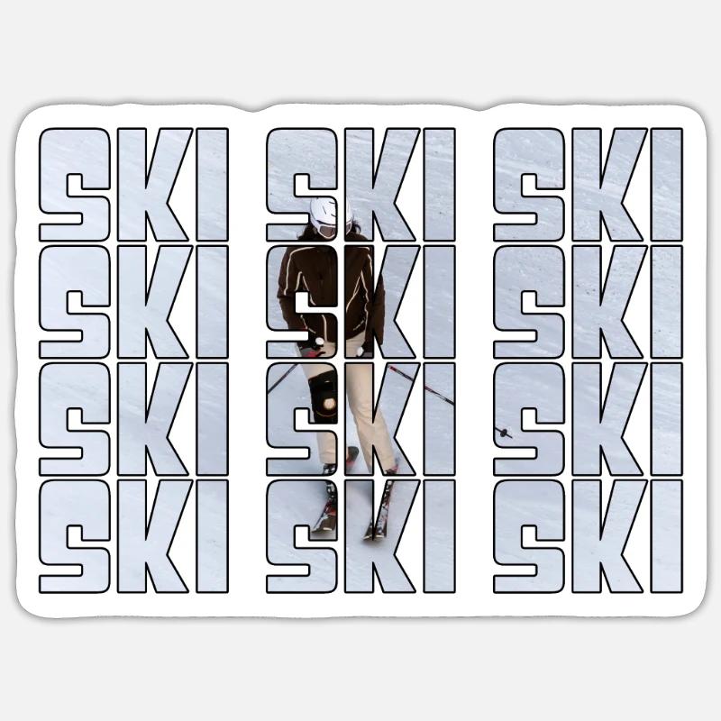 Ski - Sticker taille S (10 x 10 cm) - blanc mat