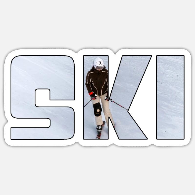 Ski - Sticker taille S (10 x 10 cm) - blanc mat