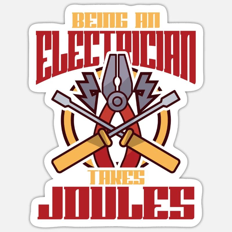 Electrician Electrical Engineer Lineman Electrical - Sticker Größe S (10 x 10 cm) - Mattweiß