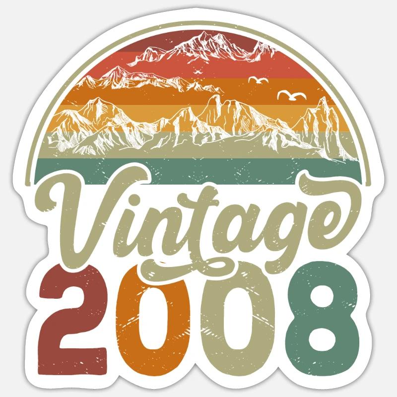 Vintage 2008 - Sticker taille S (10 x 10 cm) - blanc mat