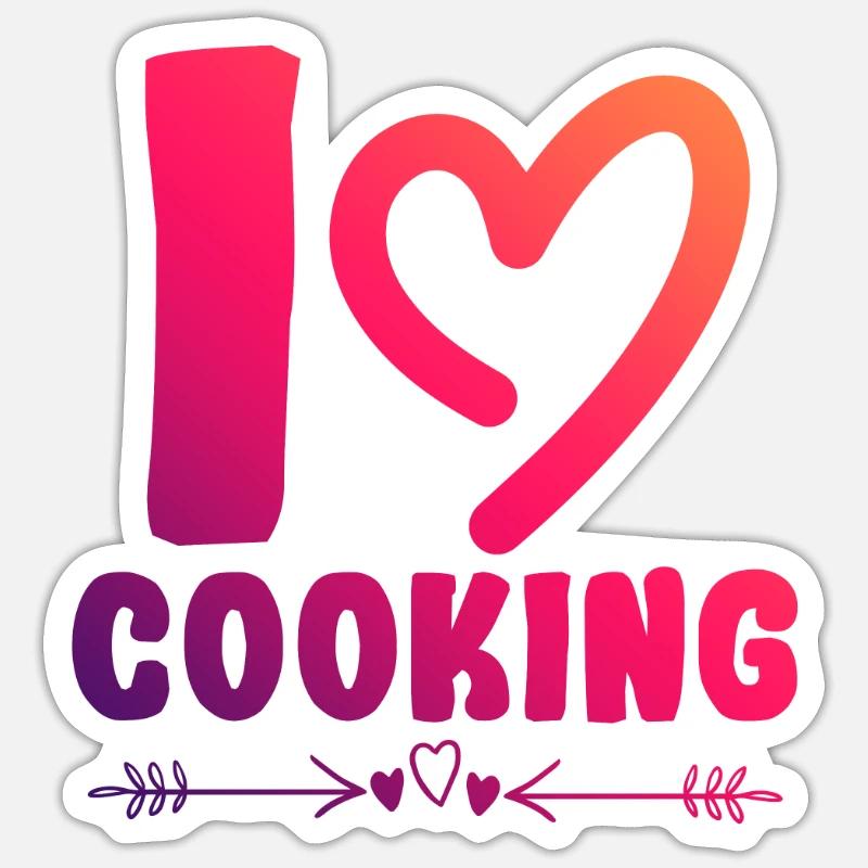 Ich liebe Kochen - Sticker Größe S (10 x 10 cm) - Mattweiß