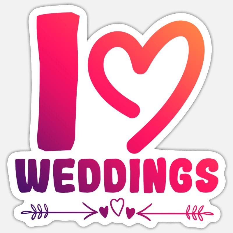 J’adore le mariage - Sticker taille S (10 x 10 cm) - blanc mat