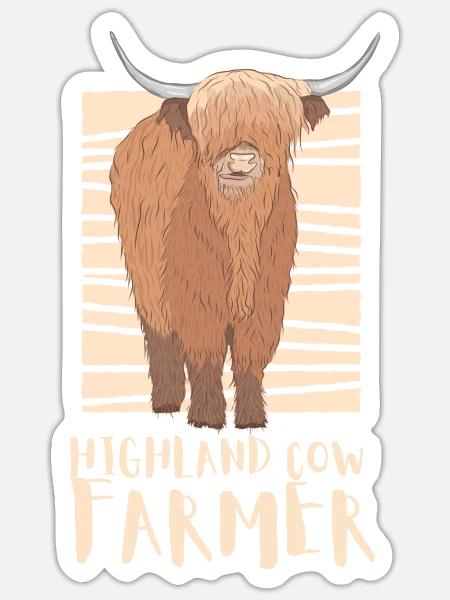 Highland Cow Breeder Scottish Cattle Hairy Cow - Sticker Größe S (10 x 10 cm) - Mattweiß