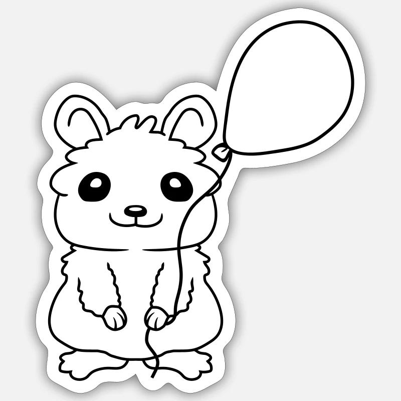 Hamster Luftballon Geschenkidee Comic Sticker Größe S (10 x 10 cm)