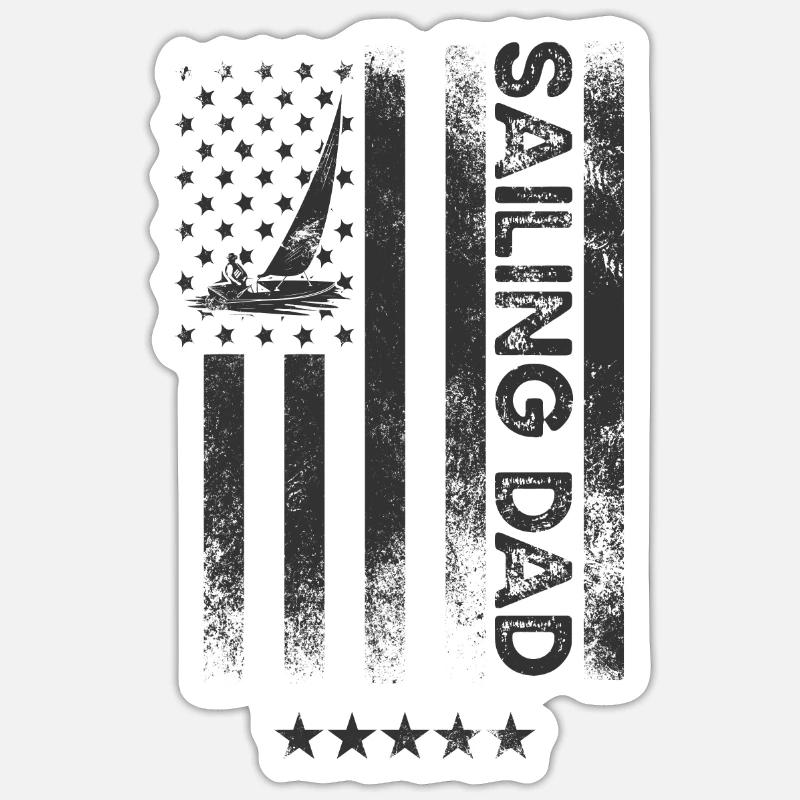 U.S. Flag - Sailing Dad - Sticker size S (10 x 10 cm) - white matte