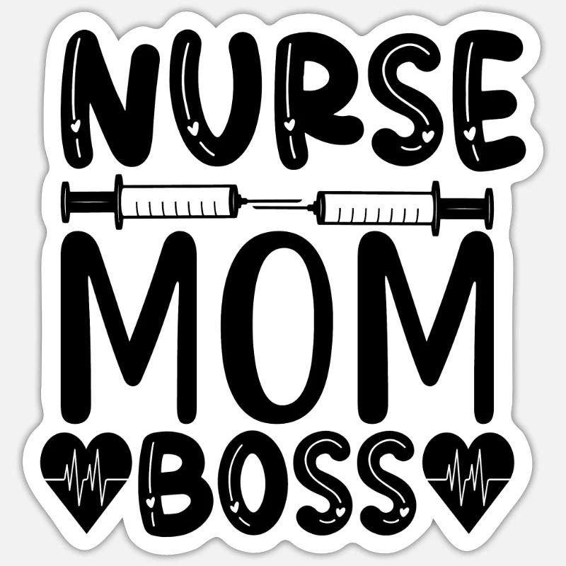 Infirmière Maman Boss - Sticker taille S (10 x 10 cm) - blanc mat
