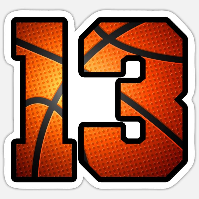 Bambini 13 ° compleanno Giocatore di basket 13 anni - Sticker formato S (10 x 10 cm) - bianco opaco
