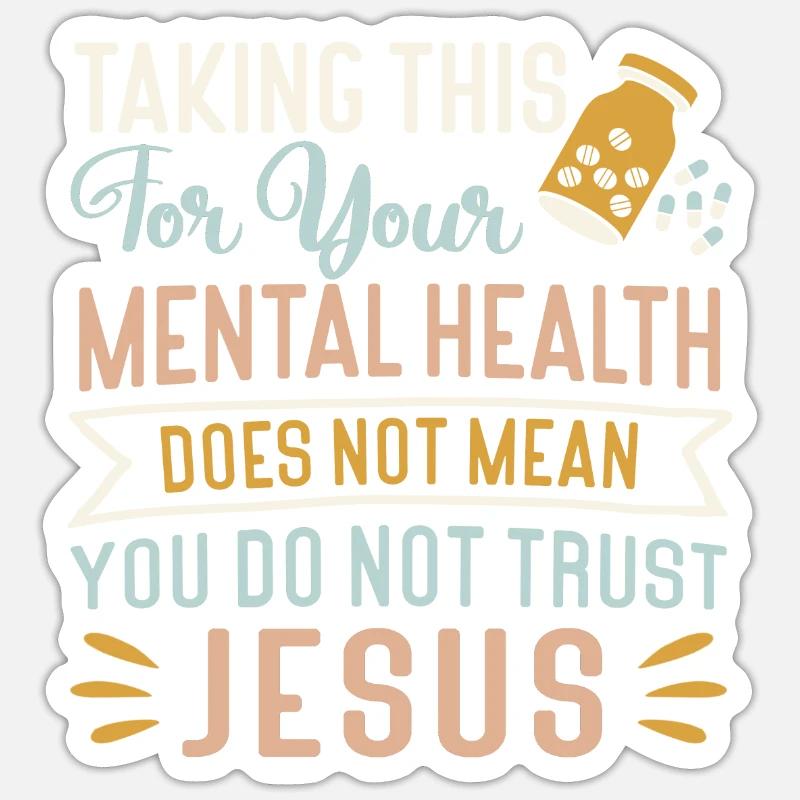 Anxiété Dépression Santé mentale - Sticker taille S (10 x 10 cm) - blanc mat