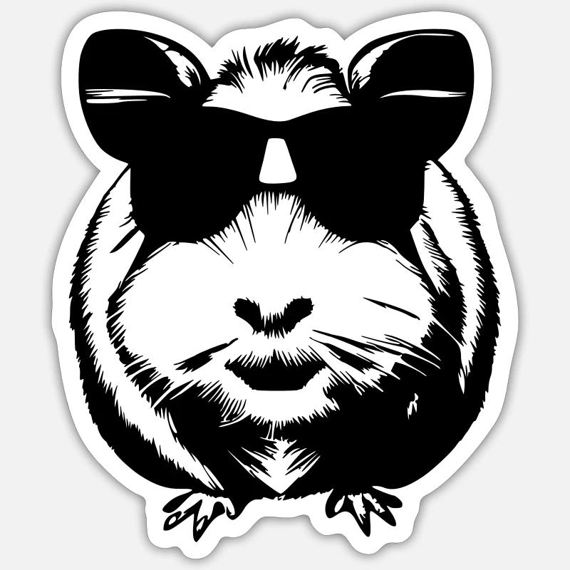 Guinea Pig Cool Lunettes de soleil Funny Vector 3 - Sticker taille S (10 x 10 cm) - blanc mat