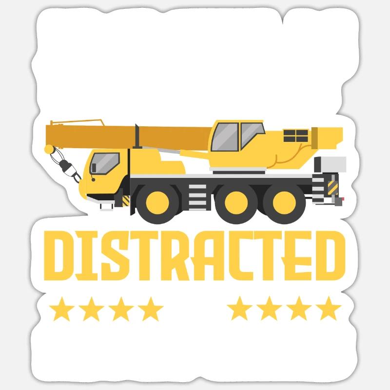Lustiger Mobiler Kranführer Sticker Größe S (10 x 10 cm)