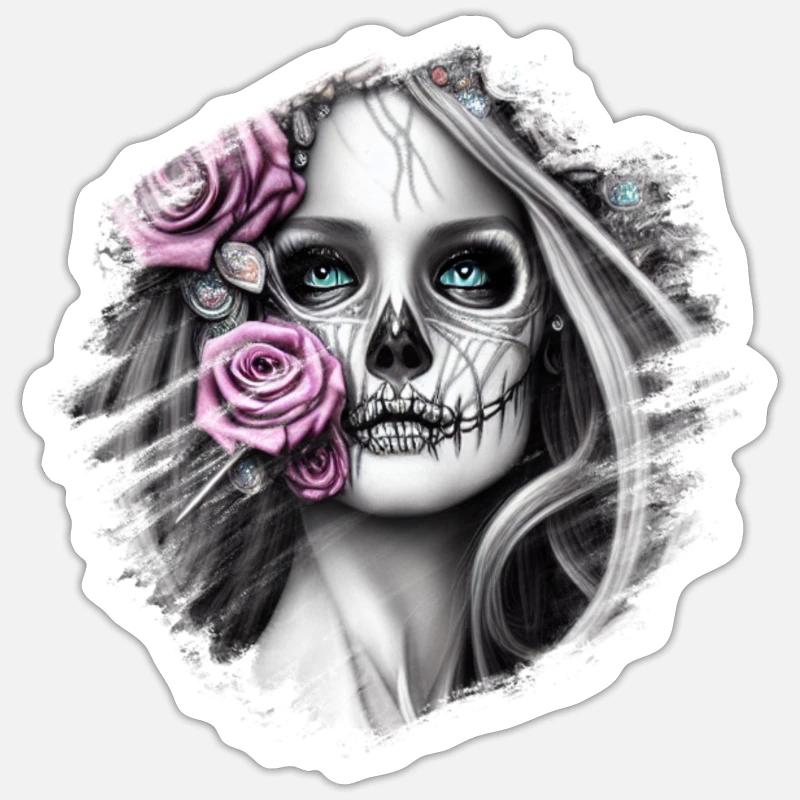 Crâne de squelette - Sticker taille S (10 x 10 cm) - blanc mat