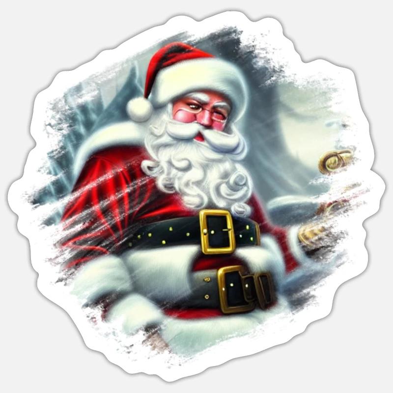 Weihnachtsmann - Sticker Größe S (10 x 10 cm) - Mattweiß