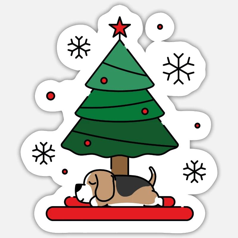 Fauler Beagle Weihnachten Sticker Größe S (10 x 10 cm)