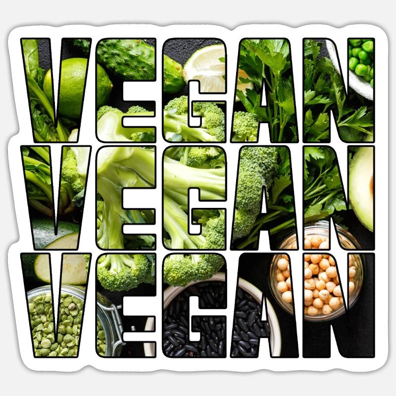 Végétalien - Sticker taille S (10 x 10 cm) - blanc mat