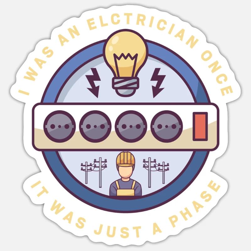 Electrician Electrical Engineer Lineman Electrical - Sticker Größe S (10 x 10 cm) - Mattweiß