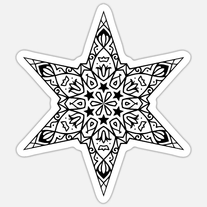 Mandala étoilé - Sticker taille S (10 x 10 cm) - blanc mat
