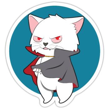 VAMPIRE CAT Halloween Vampir Horror Monster - Sticker Größe S (10 x 10 cm) - Mattweiß - Vorne