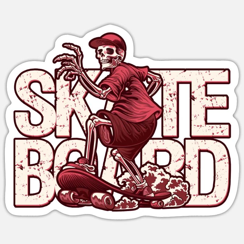 Skate Skeleton dans la conception de skateboarder Sticker taille S (10 x 10 cm)
