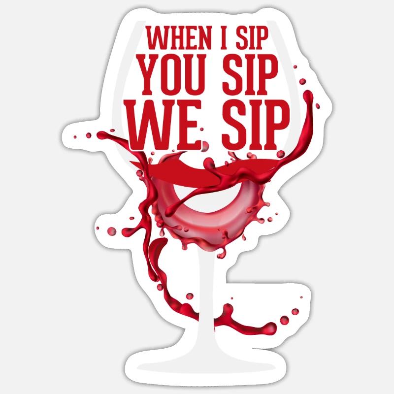 Drink wine - Sticker size S (10 x 10 cm) - white matte