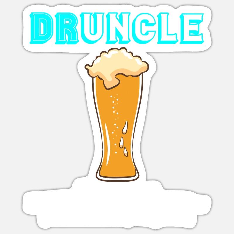 Druncle Beer Oncle - Sticker taille S (10 x 10 cm) - blanc mat