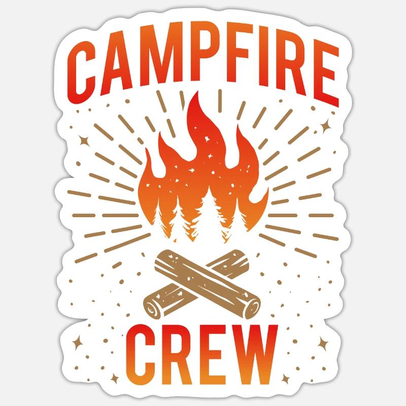 Campfire Crew Camper Camping - Sticker Größe S (10 x 10 cm) - Mattweiß