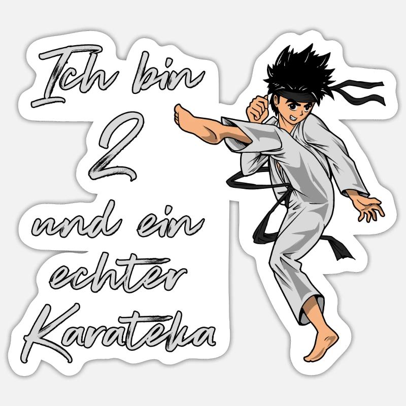 Ich bin 2 - Jungen Karate - Sticker Größe S (10 x 10 cm) - Mattweiß