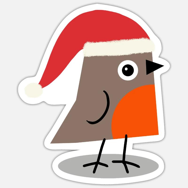 Rouge-gorge - Sticker taille S (10 x 10 cm) - blanc mat