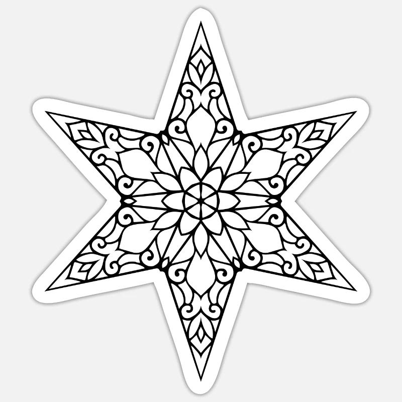 Mandala étoilé - Sticker taille S (10 x 10 cm) - blanc mat