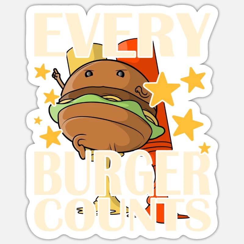 Chaque hamburger compte - Sticker taille S (10 x 10 cm) - blanc mat