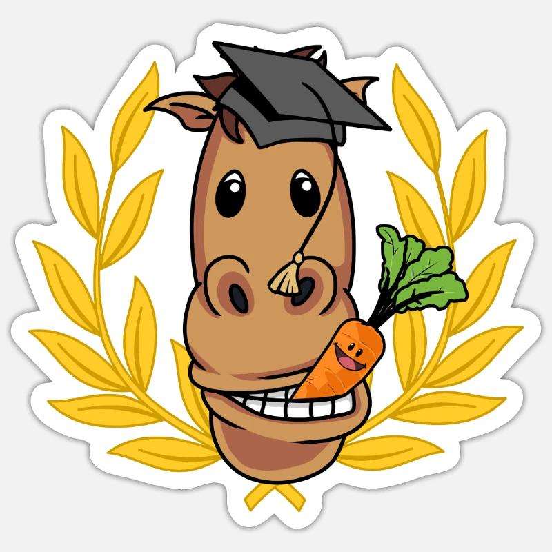 Studiertes Pferd Professor Studium Uni Reiter Abi Sticker Größe S (10 x 10 cm)