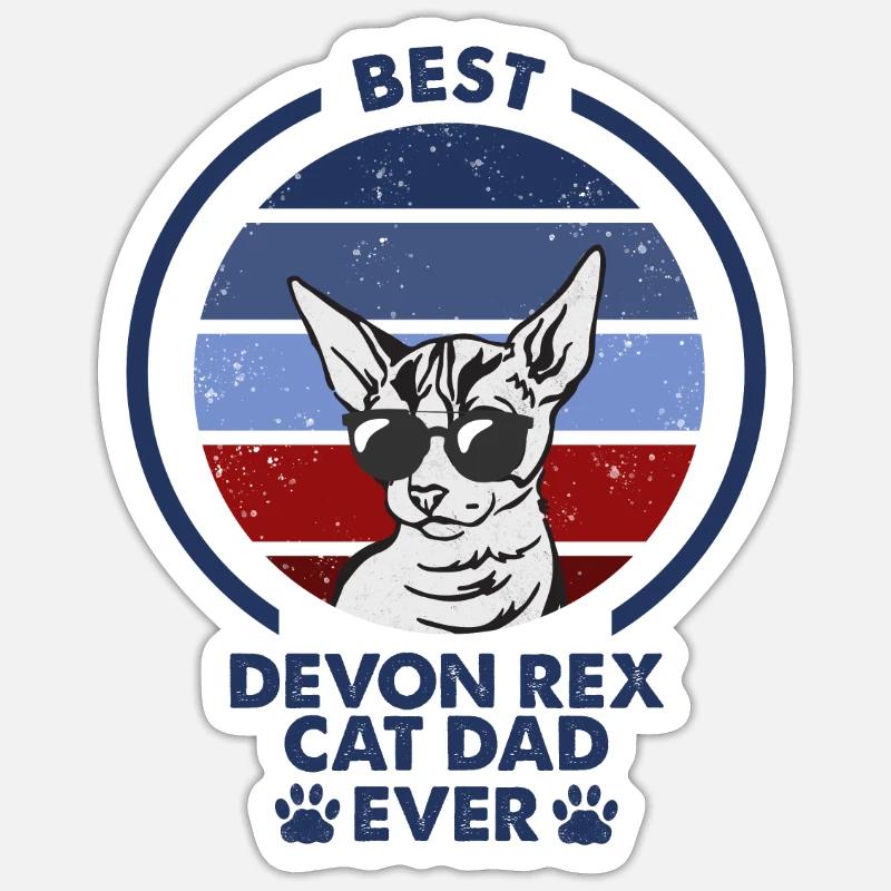 Papa chat - Devon Rex Chat Sticker taille S (10 x 10 cm)