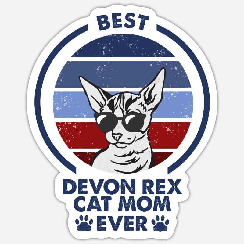 Maman chat - Devon Rex Chat Sticker taille S (10 x 10 cm)