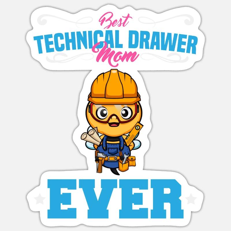 Best Technical Drawer Mom Ever Funny Archtect Gift Sticker Größe S (10 x 10 cm)