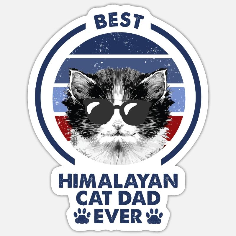 Cat Dad - Chat de l’Himalaya - Sticker taille S (10 x 10 cm) - blanc mat