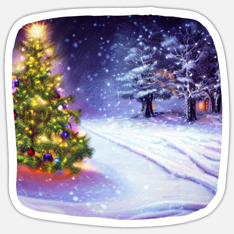 Christmas tree with snow - Sticker size S (10 x 10 cm) - white matte