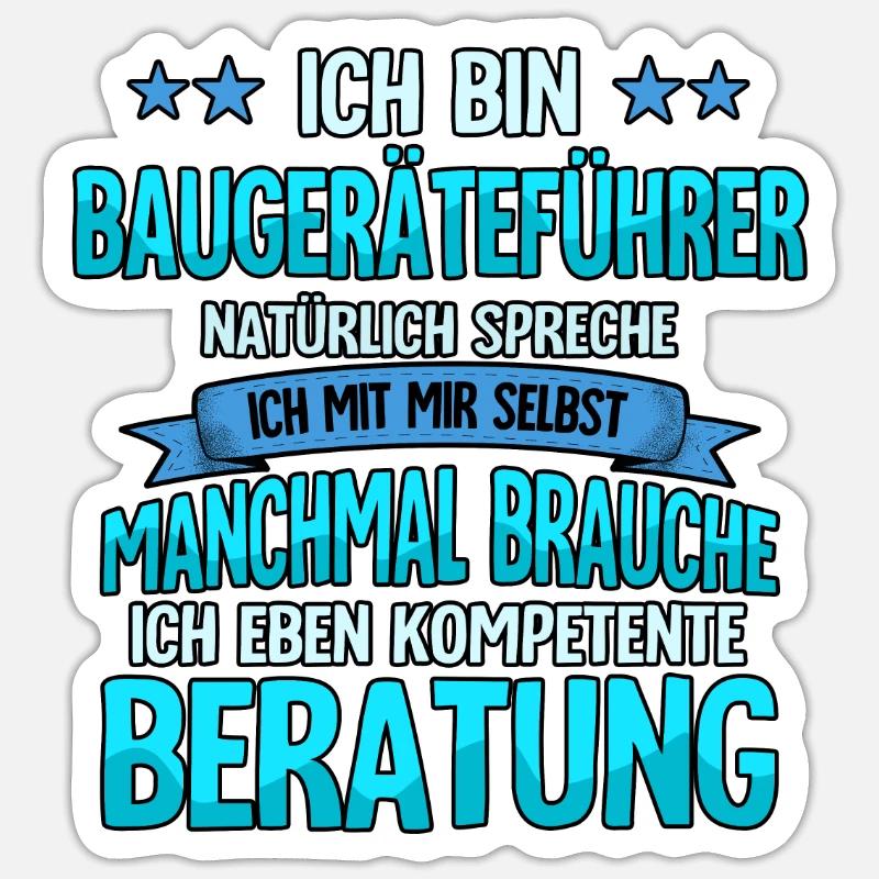 Baugeräteführer - Sticker Größe S (10 x 10 cm) - Mattweiß