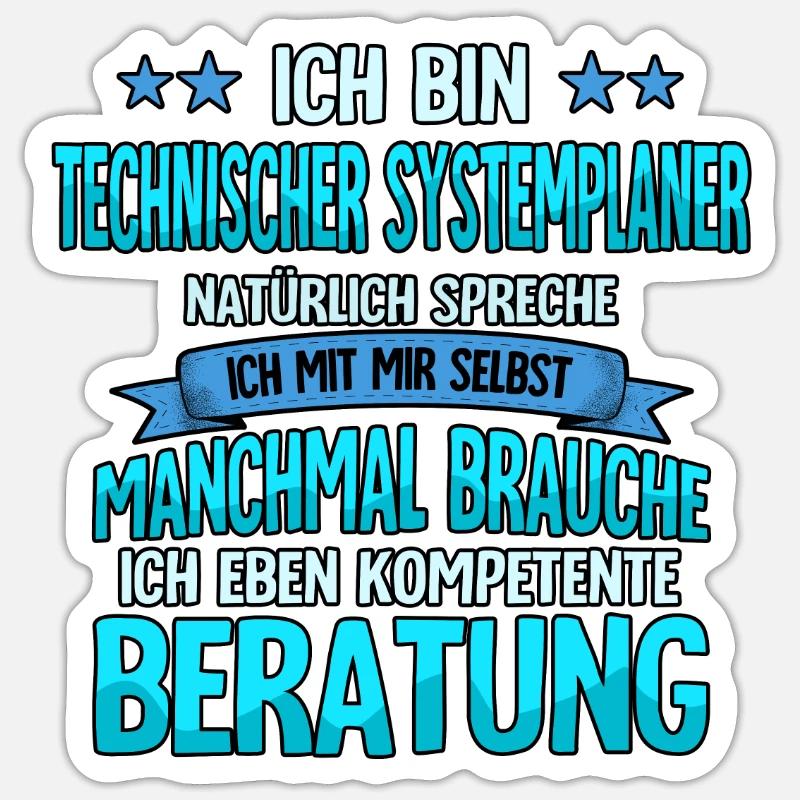 Technischer Systemplaner - Sticker Größe S (10 x 10 cm) - Mattweiß