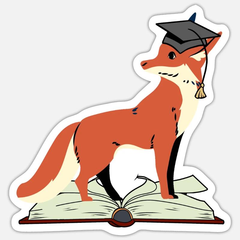 Fox Abitur learn smart wise wisdom wise Sticker size S (10 x 10 cm)