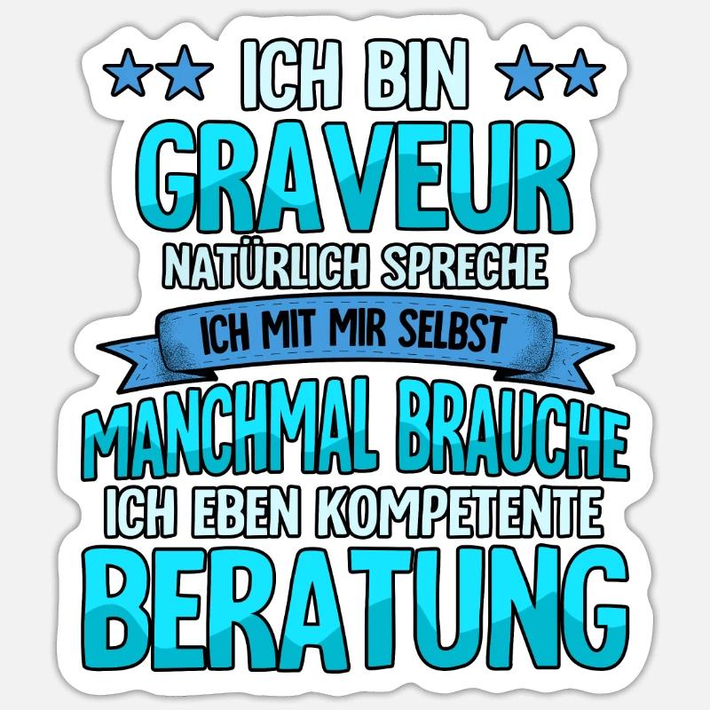 Graveur - Sticker Größe S (10 x 10 cm) - Mattweiß