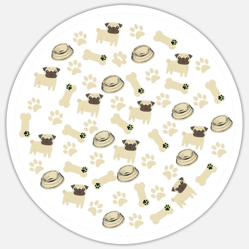Pug Pattern - Pug Lovers Apparel - Sticker Größe S (10 x 10 cm) - Mattweiß