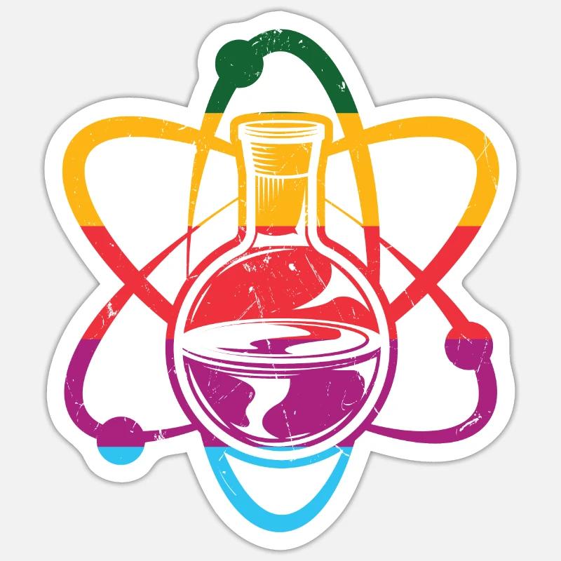 Vintage Chemical Engineering Atom Artwork Sticker size S (10 x 10 cm)