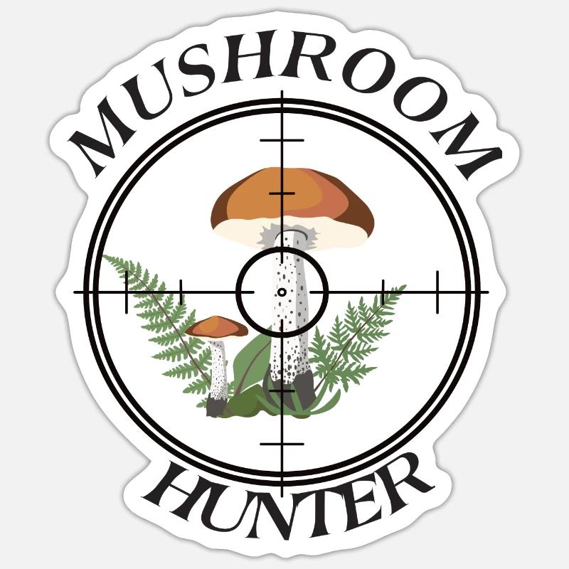 MUSHROOM HUNTER - Sticker size S (10 x 10 cm) - white matte