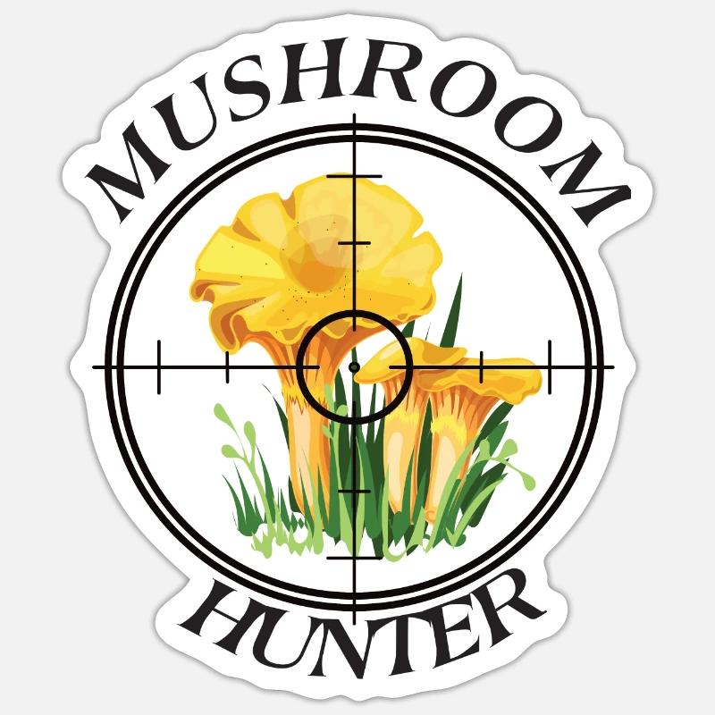 CHASSEUR DE CHAMPIGNONS - Sticker taille S (10 x 10 cm) - blanc mat