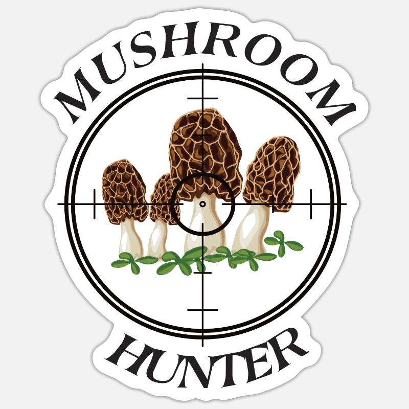MUSHROOM HUNTER - Sticker Größe S (10 x 10 cm) - Mattweiß