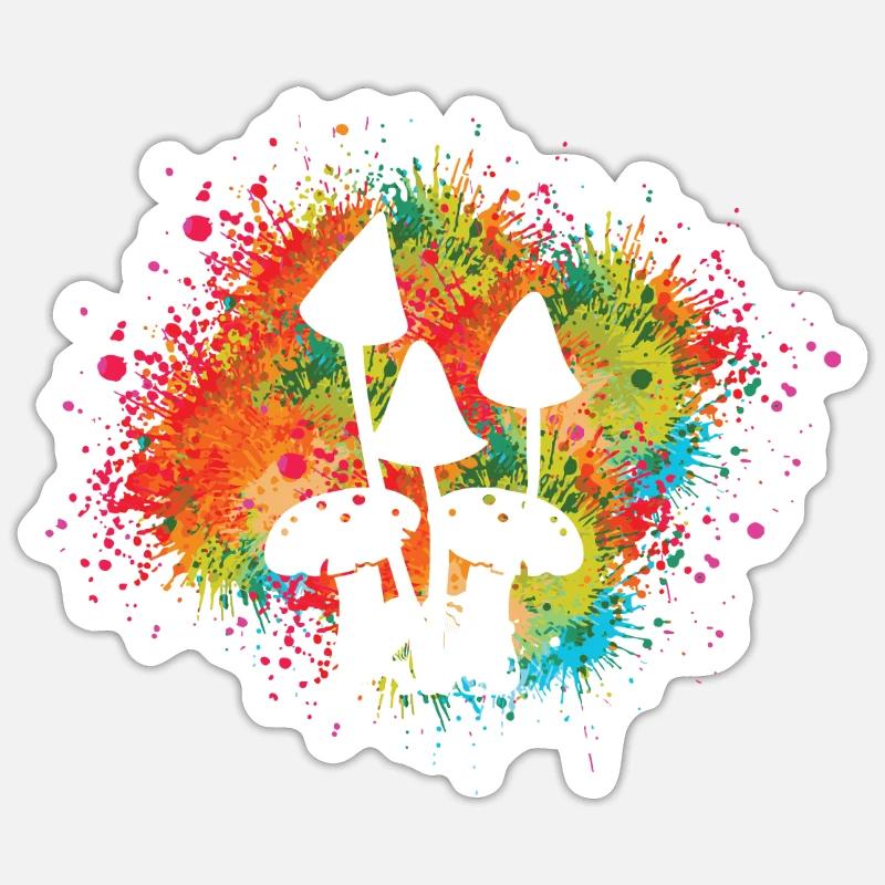 ÉCLABOUSSURE COLORÉE DE CONCEPTION DE CHAMPIGNONS DE COULEUR Sticker taille S (10 x 10 cm)