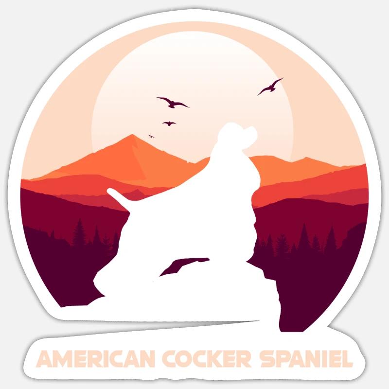 Cocker Spaniel américain - Sticker taille S (10 x 10 cm) - blanc mat