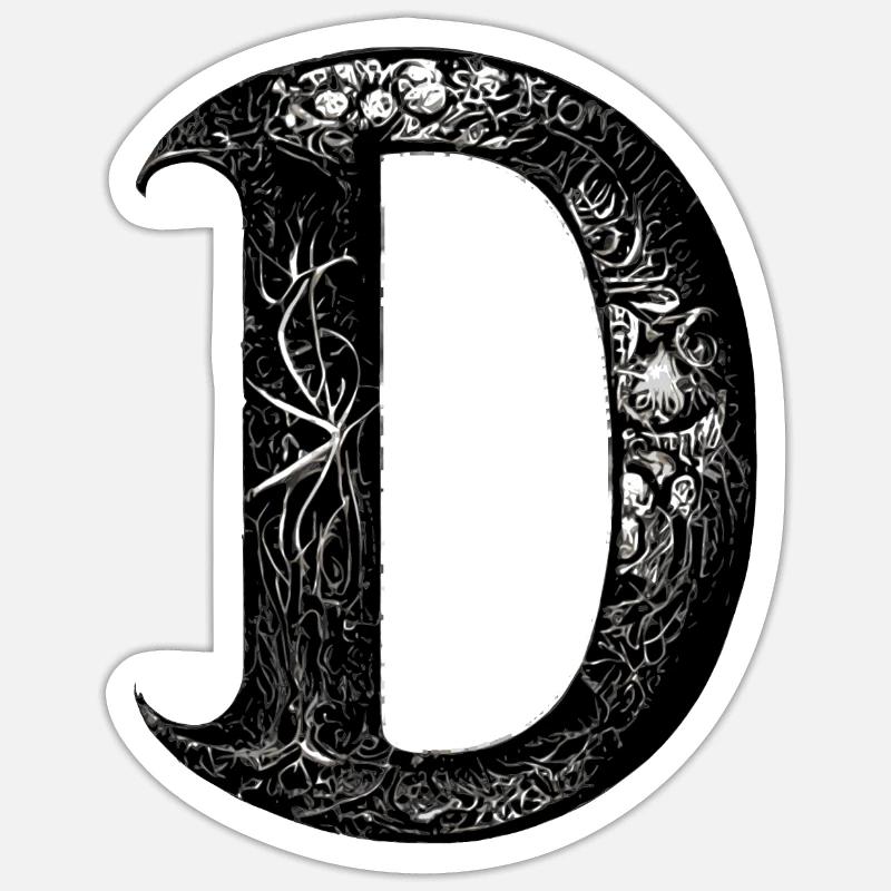 Brief d Monogramm Kalligraphie Gothic Witch WiccaA Sticker Größe S (10 x 10 cm)
