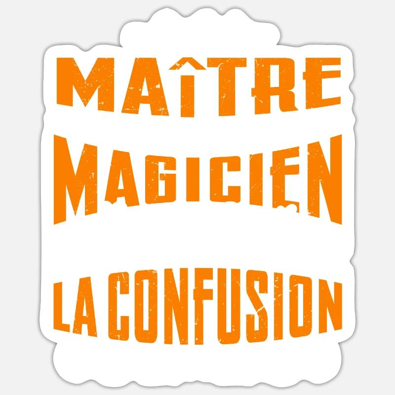 Je Suis Maître Pas Magicien - Sticker taille S (10 x 10 cm) - blanc mat