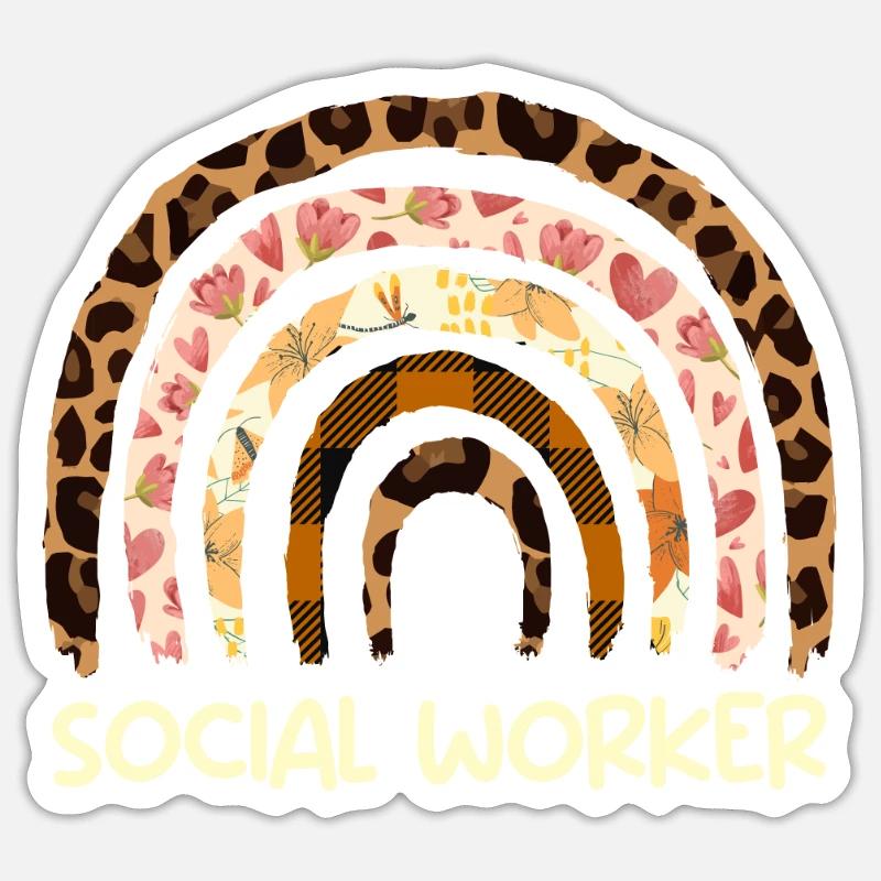 Sozialarbeiter Regenbogen ich bin Sozialarbeiterin - Sticker Größe S (10 x 10 cm) - Mattweiß